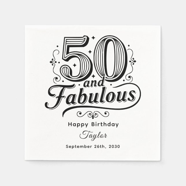 50 and Fabulous Festive Swirls Whimsical Pappersservett (Framsidan)