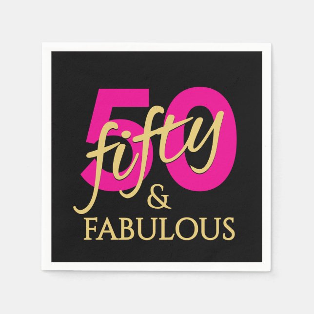 50 and Fabulous Fiftieth Birthday Pappersservett (Framsidan)