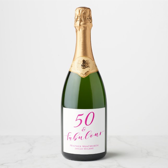 50 and Fabulous Fiftieth Birthday Pink Name Date  (Framsida)
