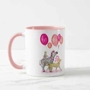 50 and Fabulous glamorous animals birthday mug Mugg