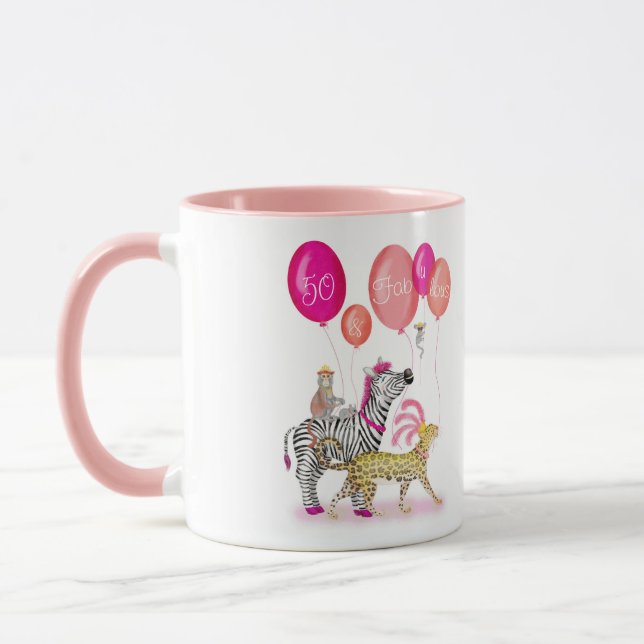 50 and Fabulous glamorous animals birthday mug Mugg (Vänster)