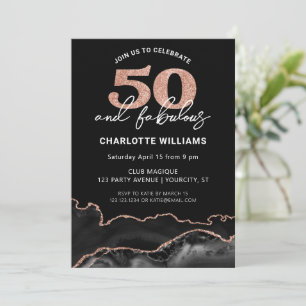 50 And Fabulous Glitter Rose Guld 50:e Födelsedag Inbjudningar