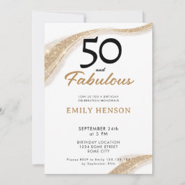 50 and Fabulous Gold 50th Birthday Invitation Inbjudningar