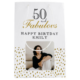 50 and Fabulous Gold Glitter Photo 50th Birthday