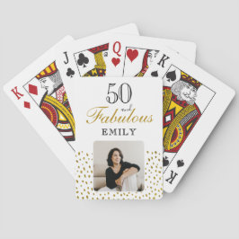 50 and Fabulous Gold Glitter Photo 50th Birthday Casinokort
