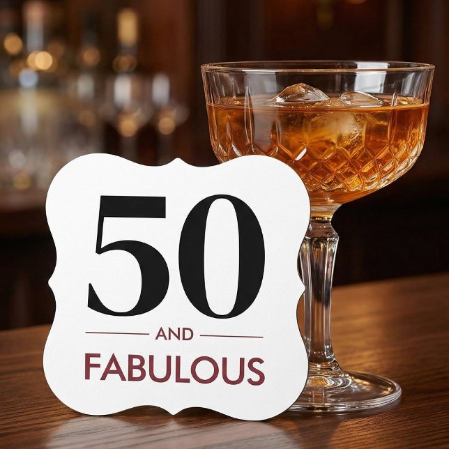 50 And Fabulous Modern Cherry Wine Birthday Saying Underlägg Papper (Skapare uppladdad)