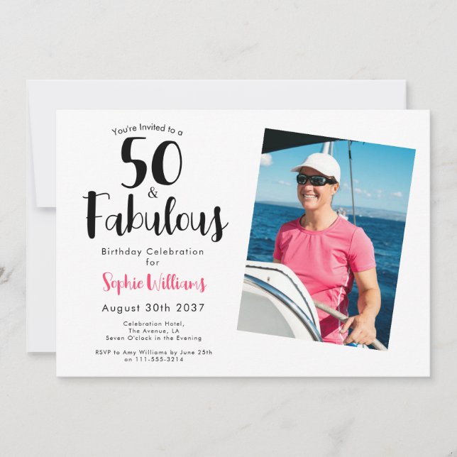50 and Fabulous Photo 50th Birthday Party  Inbjudningar (Framsida)