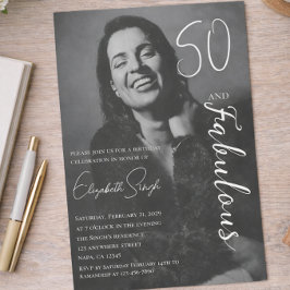 50 and Fabulous Photo Birthday Party Invitation  Inbjudningar
