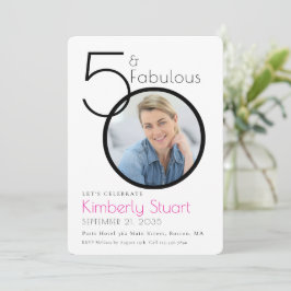 50 and Fabulous Photo Pink 50th Birthday Party Inbjudningar