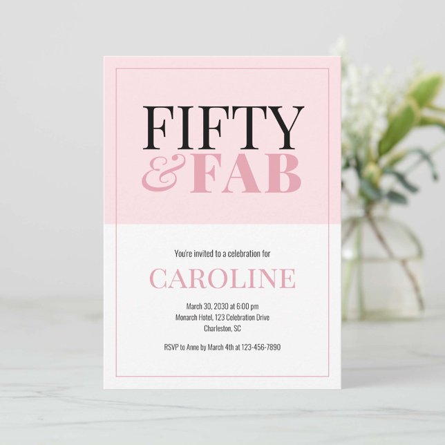 50 and Fabulous Pink Birthday Party Invitation Inbjudningar (Skapare uppladdad)
