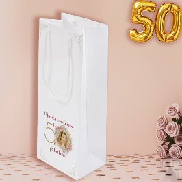  50 and Fabulous Pink Floral Gold Photo Birthday