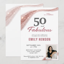 50 and Fabulous Rose Gold 50th Birthday Inbjudningar