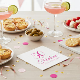 50 and Fabulous Script Pink 50th Birthday Party Pappersservett