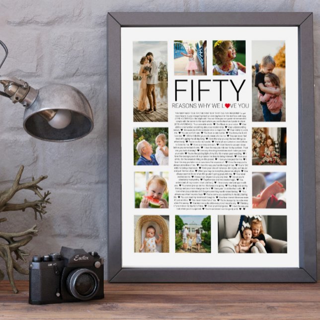 50 anledningar till att vi kärlekar dig fotokollag poster (Skapare uppladdad)