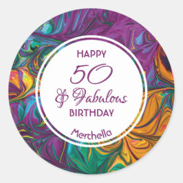 50 & Anpassningsbar för LILA av Abstrakt Runt Klistermärke