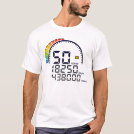50 ans years compteur anniversaire days hours vite t shirt