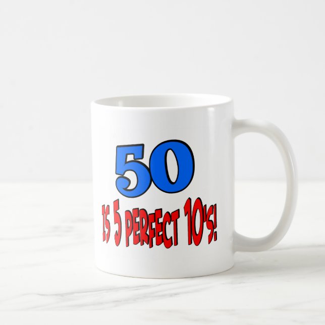 50 är 5 perfekta 10s (BLÅTT) Kaffemugg (Höger)