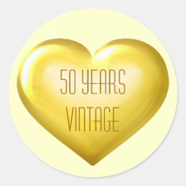 50 år årsdag för guld- hjärta för vintage guld- runt klistermärke