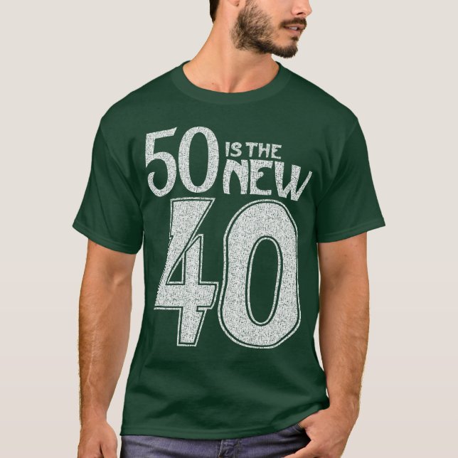 50 är de NYA 40na (vit) Tee Shirt (Framsida)