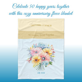 50 år efter guld-årsdagen blommor blått fleecefilt