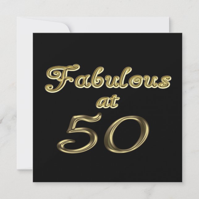 50 år Fabulous vid 50 Guld Typografi 50 år Inbjudningar (Framsida)