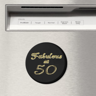 50 år Fabulous vid 50 Guld Typografi 50 år Magnet