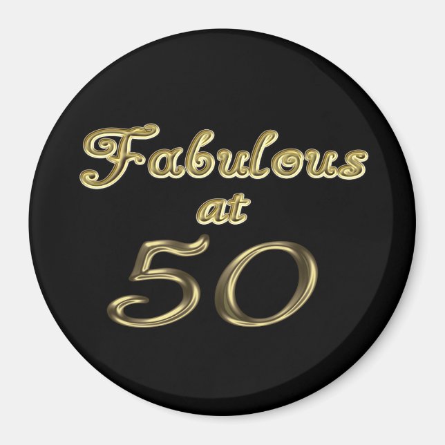 50 år Fabulous vid 50 Guld Typografi 50 år Magnet (Framsidan)