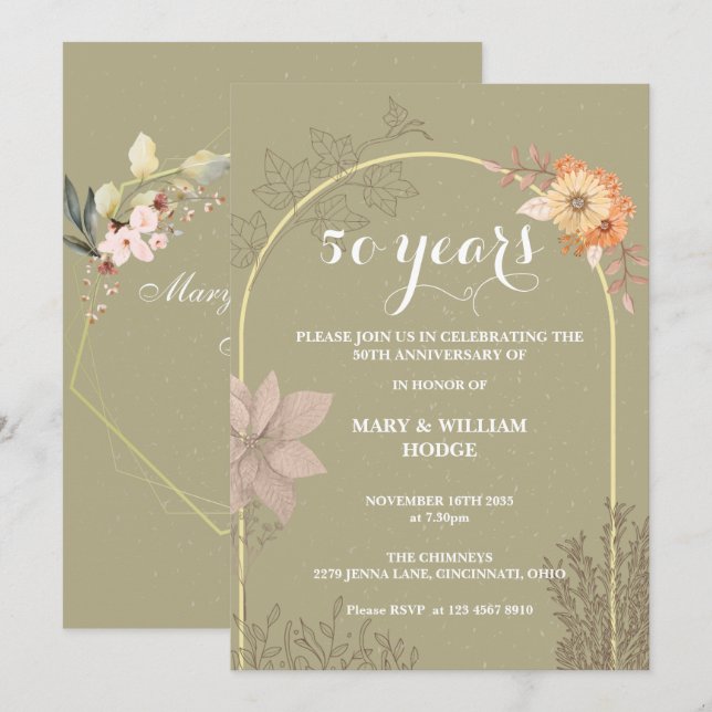 "50 år för evigt: En årsdag för minnet" Inbjudningar (Fram/baksida)