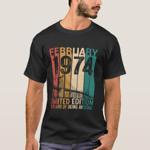 50 år gammal februari 1974 Retro 50:e födelsedag T Shirt