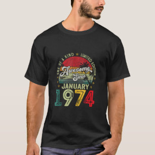 50 år gammal januari 1974 Vintage Retro 50:e födse T Shirt