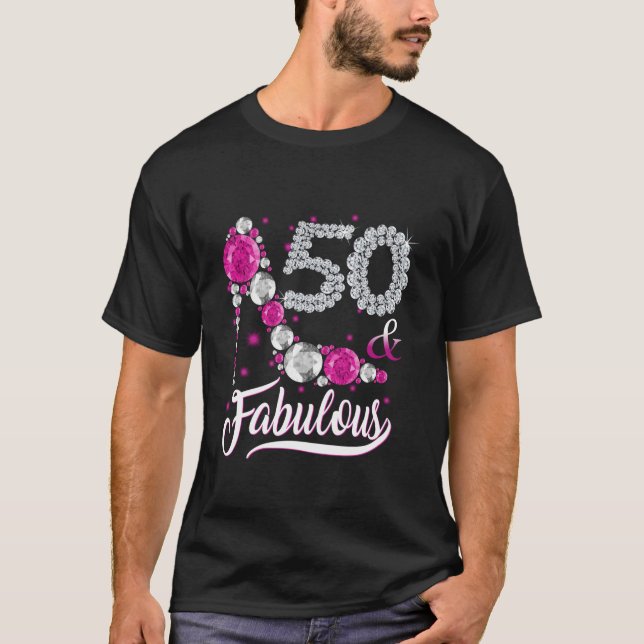 50 år gammal och fabel Lycklig 50:e födelsedagen T Shirt (Framsida)