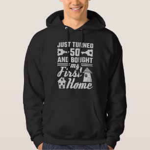 50 år gammal och fick mitt första hem 50:e födelse hoodie