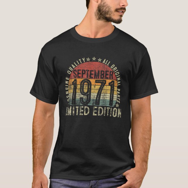 50 år gammal september 1971 Begränsad utgåva 50th  T Shirt (Framsida)