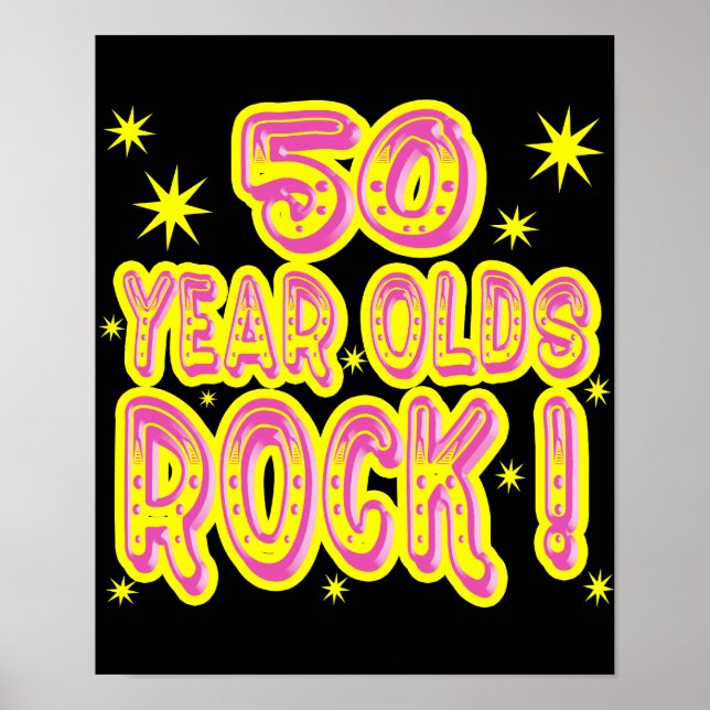 50 år gammal Sten! (Rosa) Poster Skriv ut (Framsidan)