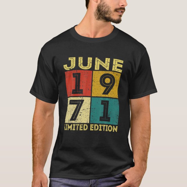 50 år gammal stressad juni 1971 Dekoration 50:e T Shirt (Framsida)