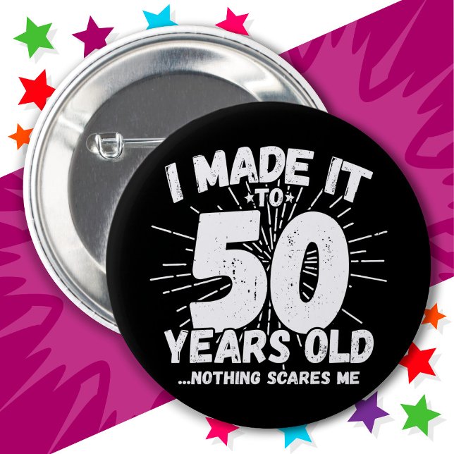50 år gammalt Sarkastic Meme Funny 50:e födelsedag Knapp (Skapare uppladdad)