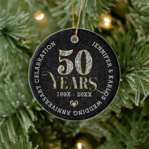 50 år guld bröllop julgransprydnad keramik