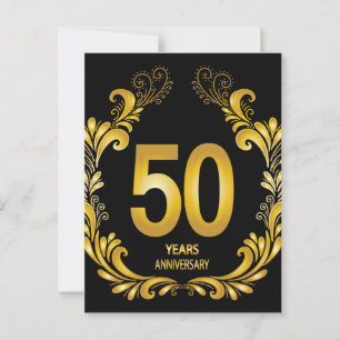 50 år guld glitter jubileum vykort