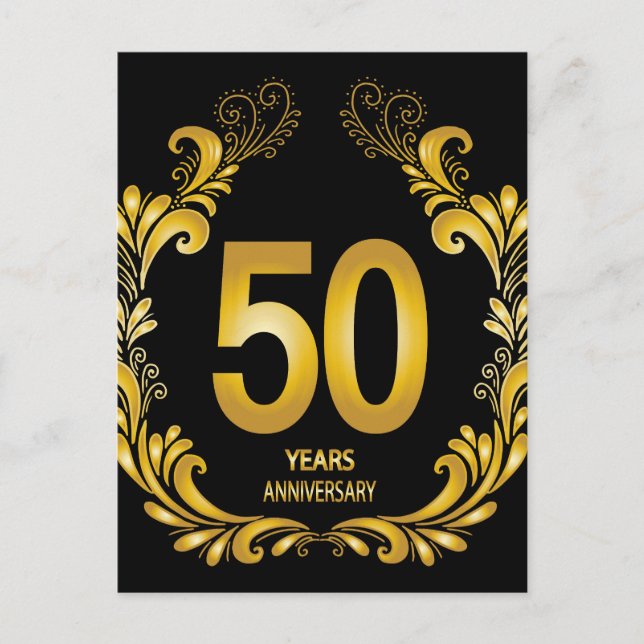 50 år guld glitter jubileum vykort (Framsida)