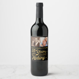 50 år i Skapar årsdag (sedan och nu) Vinflaska Etikett