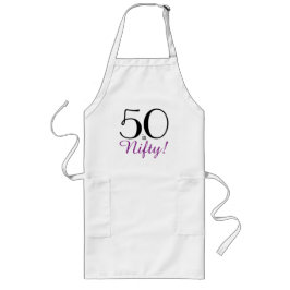 50 är Nifty! 50:e Födelsedagsfesten Apron Långt Förkläde