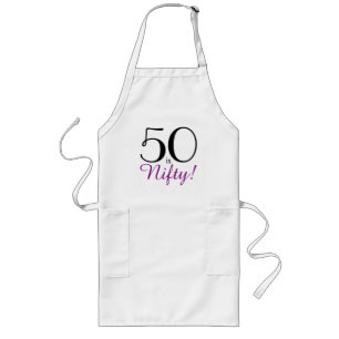 50 är Nifty! 50:e Födelsedagsfesten Apron Långt Förkläde