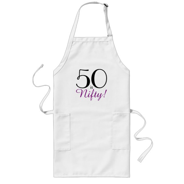 50 är Nifty! 50:e Födelsedagsfesten Apron Långt Förkläde (Framsidan)