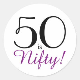 50 är Nifty! 50:e Födelsedagsfesten Runt Klistermärke