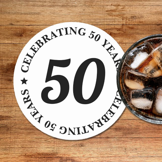 50 år och 50 dagar underlägg papper rund (Celebrating 50 Years Fifty 50th Birthday Round Paper Coaster
)