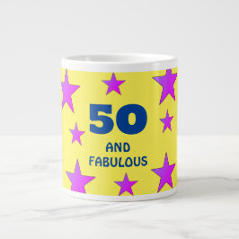 50 år och fantastisk Gult Stars Birthday Jumbo Mugg