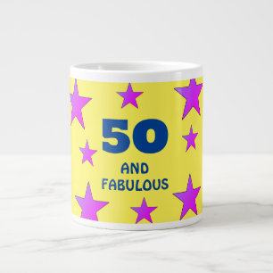 50 år och fantastisk Gult Stars Birthday Jumbo Mugg
