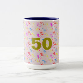 50 år och konfetti Två-Tonad mugg