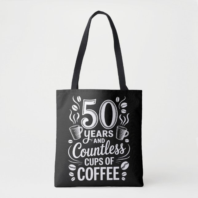 50 år och otaliga koppar kaffe  tygkasse (Framsida)
