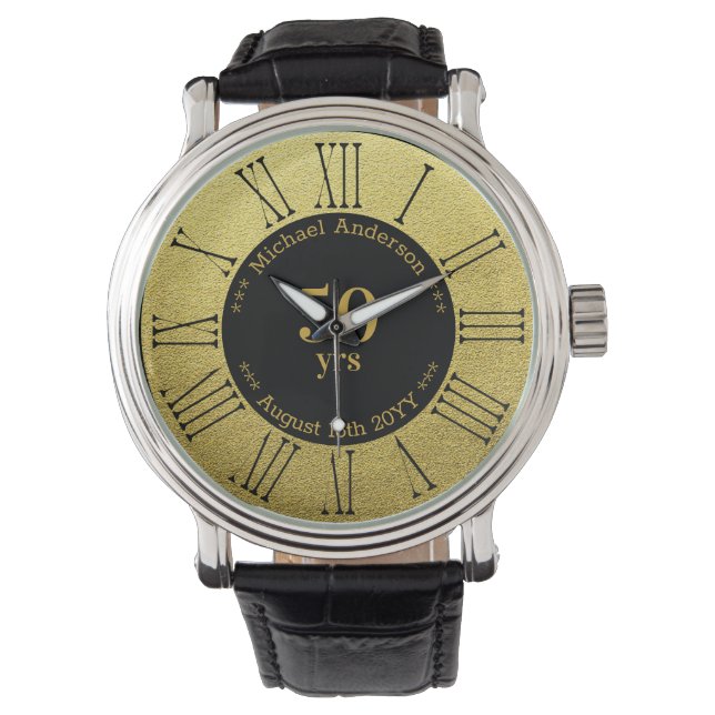 50 år Pension eller Personlig på årsdagen Armbandsur (Framsida)